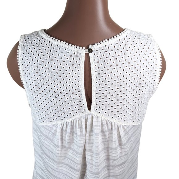 Lucky Brand XS Women's Cotton Ivory Eyelet Tank Top - Picture 3 of 8
